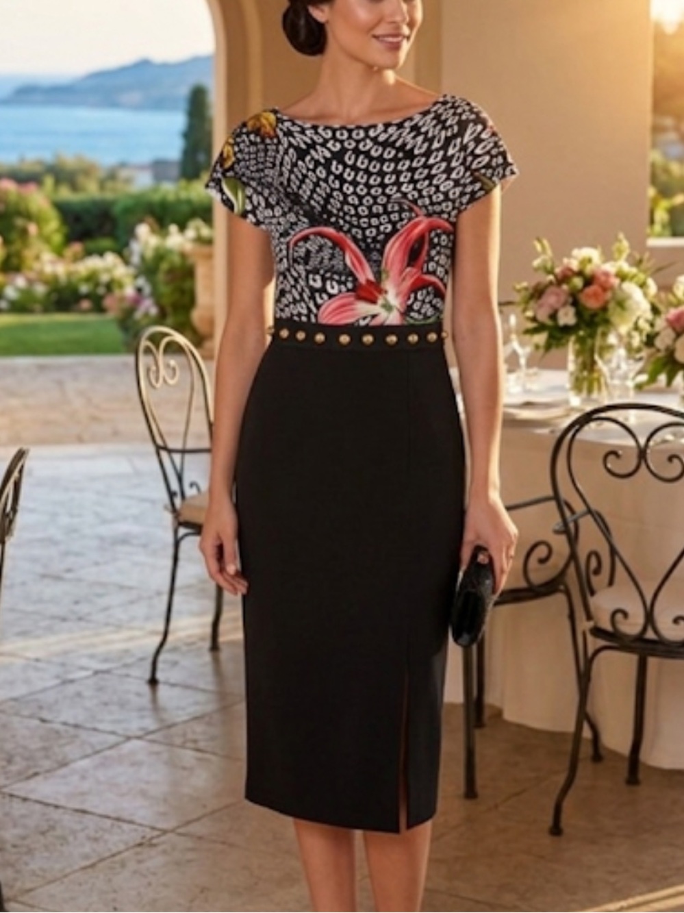 NWT Cavalli Class by Roberto Cavalli Printed Embellished Dress Size US 6